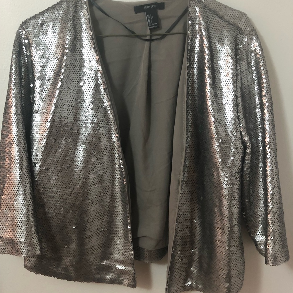 Silver sequin cropped shrug